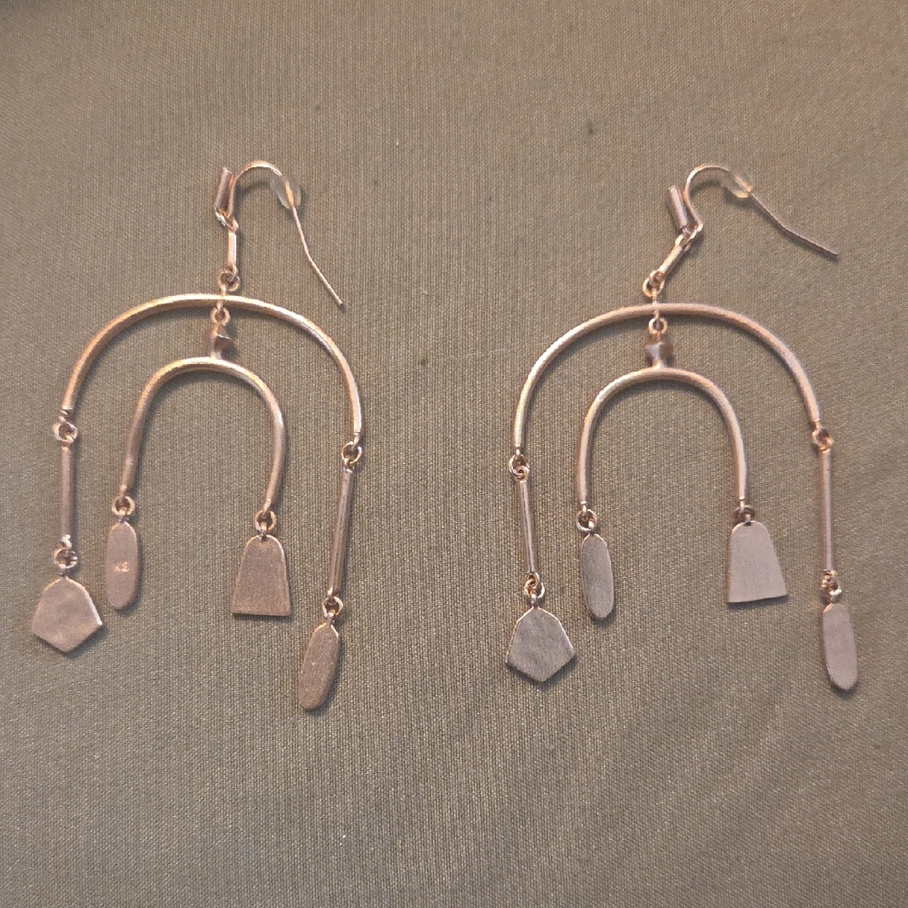 Rose Gold Dangle Arch Earrings - Women Jewelry